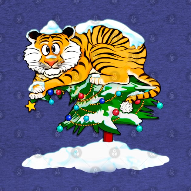 Tiger on Christmas tree / The Year of the tiger 2022 / no text by SafSafStore